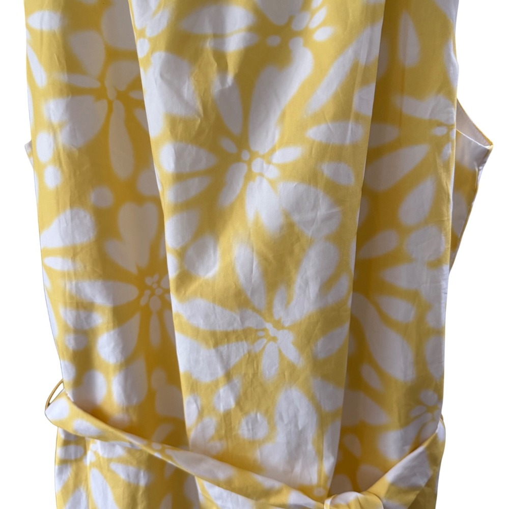 Banana Republic Poplin Floral Halter Dress M Yellow White Ruffle Pockets Coastal - Picture 5 of 13